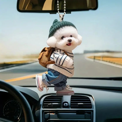 Creative Puppy Man Car Rearview Mirror Ornament Gift - Smarsty