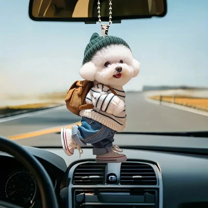Creative Puppy Man Car Rearview Mirror Ornament Gift - Smarsty