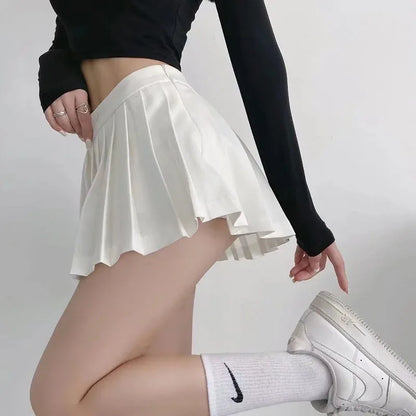 Spice girl pleated skirt female pure color small short skirt summer new Korean version JK college wind high waist mini skirt - Smarsty