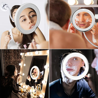 Flexible Gooseneck Makeup Mirror with Bright LED Light - Smarsty