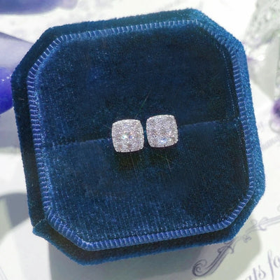 Square CZ Stud Earrings For Women Sparkling Versatile - Smarsty