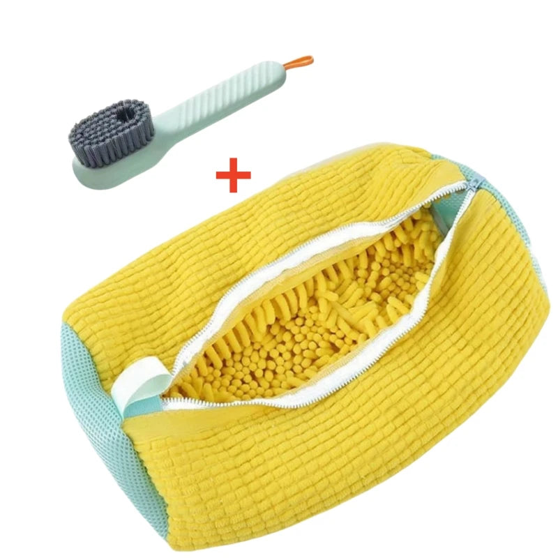 1/2/4PCS Shoe Washing Machine Bag with Liquid Shoe Brush Set Durable Laundry Shoe Bag and Soft Bristle Clean Brush for All Shoes