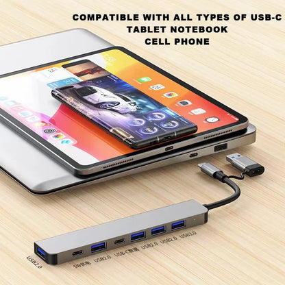 Premium USB C Hub 7 In 1 Multiport Adapter MacBookPro