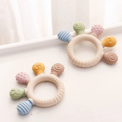 1pc Silicone Teether Baby 0 12 Months Teething Toys Teether Ring Silicone Baby Teether Toys for Toddler BPA Free Baby Toys Gifts by Smarsty