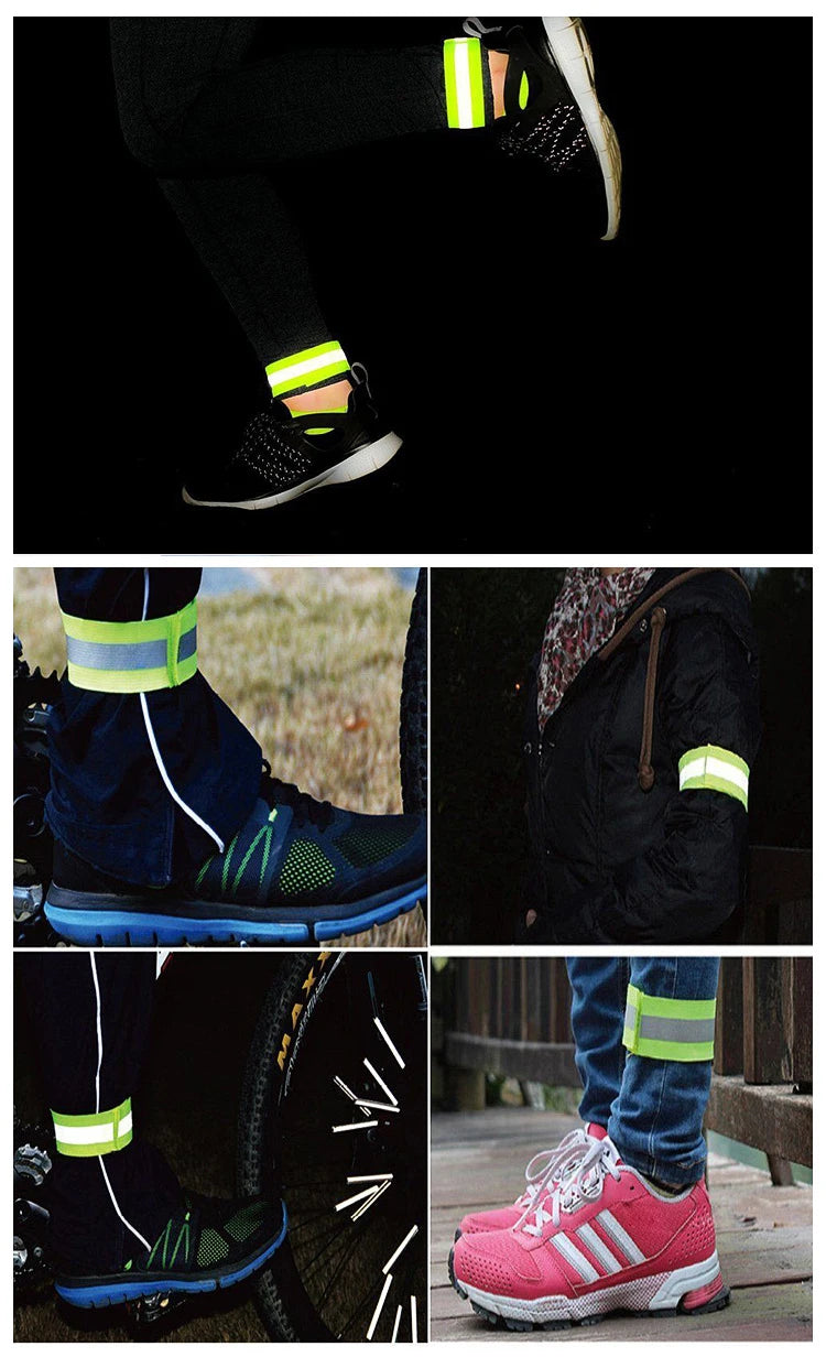 1 Pair Reflective Bands Elastic Armband Wristband Ankle Leg Straps Kids Safety Reflector Outdoor Night Cycling Jogging Running