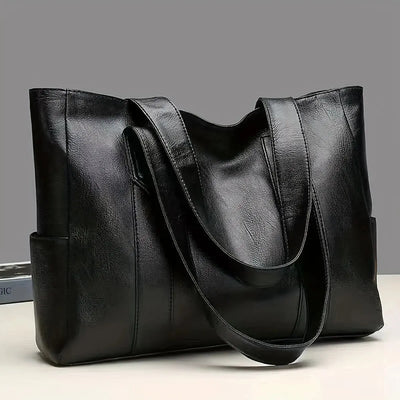 Vintage Large Capacity Tote Bag Vegan Leather For Commute - Smarsty