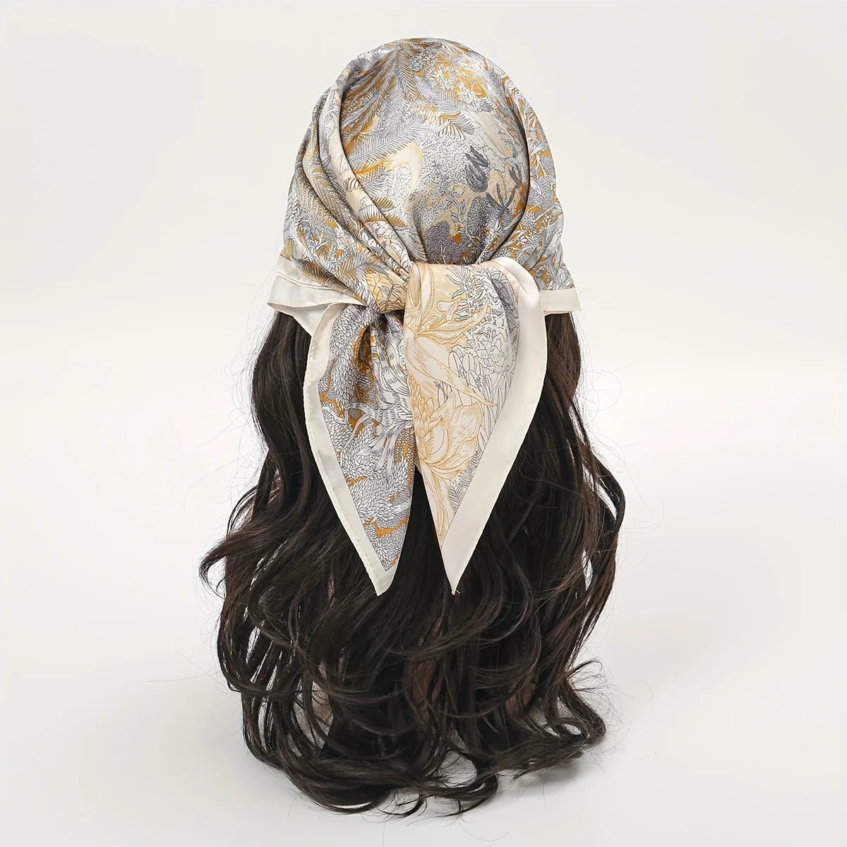 Bohemian Floral Print Silk Scarf for Women Sun Protection - Smarsty