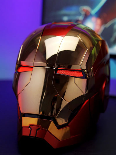 New AutoKing 1:1 Mk5 Iron Man Helmet Cosplay Voice Control Eyes with Light Model Toys for Adult Electric Wearable Christmas Gift - Smarsty