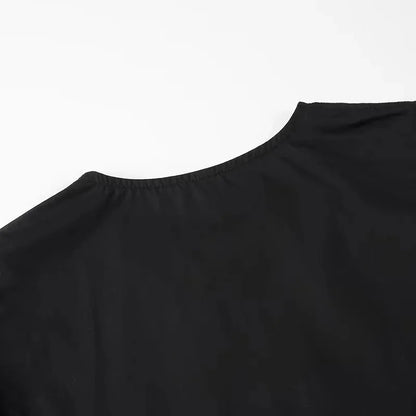 MUJER Ruffle Blouses Woman Puff Sleeve Shirts and Blouses for Women White Black Ruched Crop Top Female Ruched Women's Blouse - Smarsty