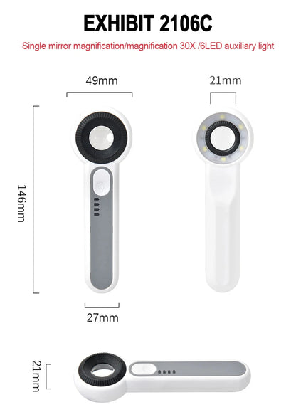 Rechargeable Handheld Magnifier with LED Light for Easy Reading - Smarsty