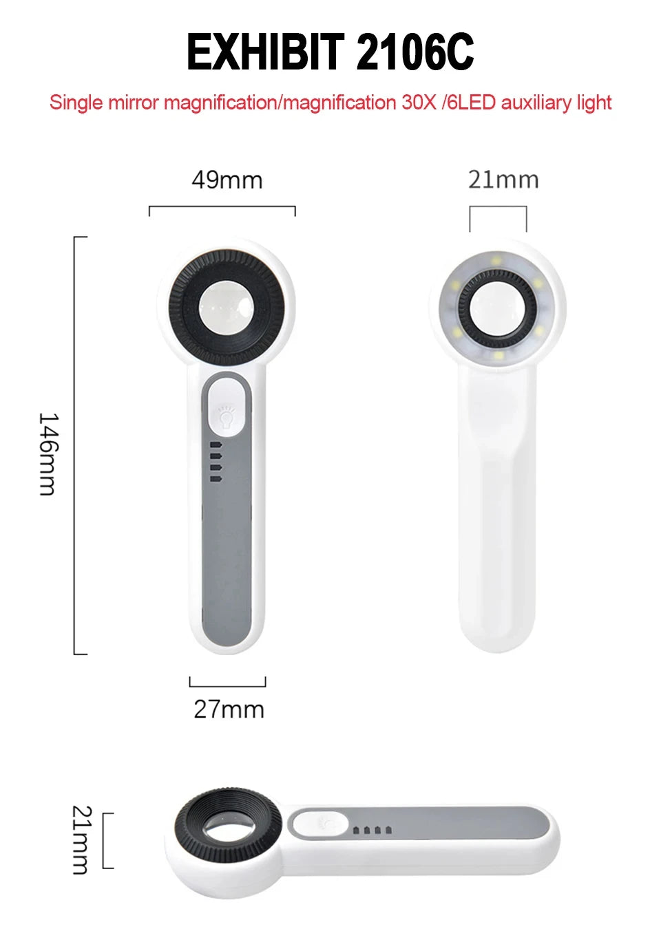 Rechargeable Handheld Magnifier with LED Light for Easy Reading - Smarsty
