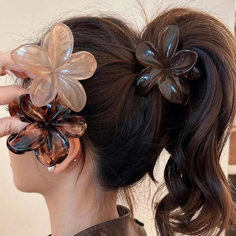 Womens Egg Flower Hair Claw Clips Large Secure Lightweight - Smarsty