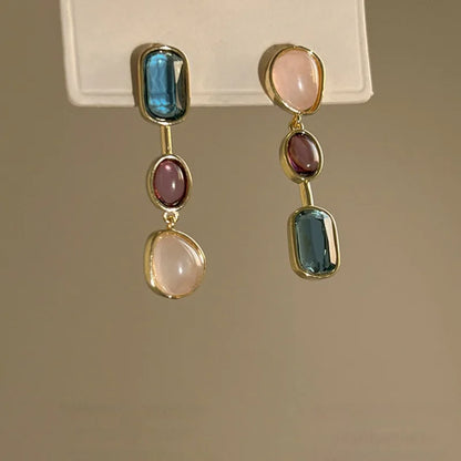 Colorful Asymmetric Resin Earrings for Women Retro Style - Smarsty