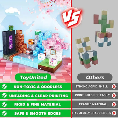 300pcs Warped Forest Magnetic Building Blocks Set, My World Figures Bricks, STEM Educational Toys for Kids, Gifts for Boys Girls
