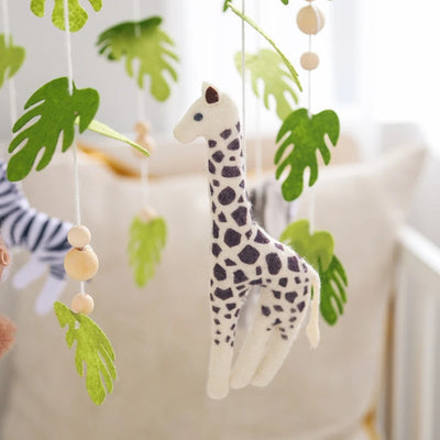 Baby Crib Mobile Rattle Toy For 0-12 Months Cartoon Felt Forest Animal Bed Bell Hanging Wooden Bracket Mobile Newbaby Rattle Toy by Smarsty