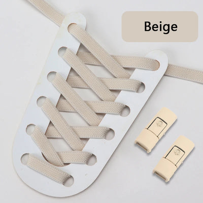 No Tie Shoe laces Press Lock Shoelaces without ties Elastic Laces Sneaker Kids Adult 8MM Widened Flat Shoelace for Shoes - Smarsty