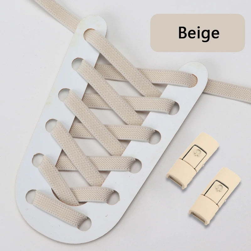 No Tie Shoe laces Press Lock Shoelaces without ties Elastic Laces Sneaker Kids Adult 8MM Widened Flat Shoelace for Shoes - Smarsty