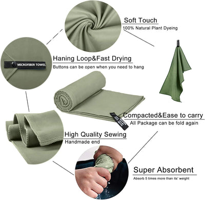 Quick-Drying Microfiber Camping Towel Super Absorbent Gym/Swimming Towel 40x80cm Lightweight Sports/Beach/ Travel Towels by Smarsty