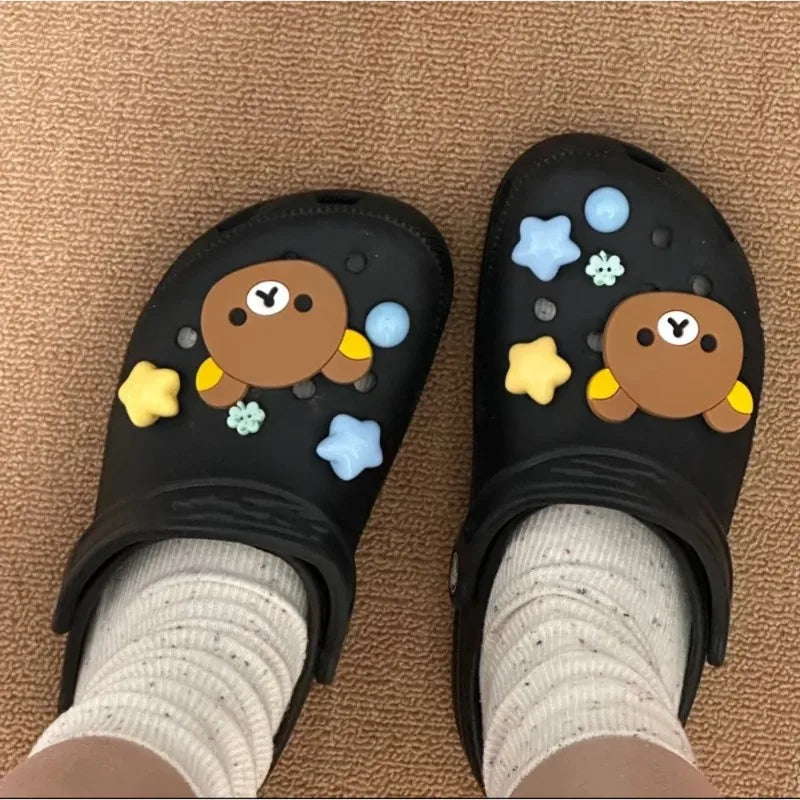 10pcs Shoe Decorative Stickers Shoes Charms Removable Cute Bear Stars Shoe Accessories for Girls Summer Shoes DIY Gift