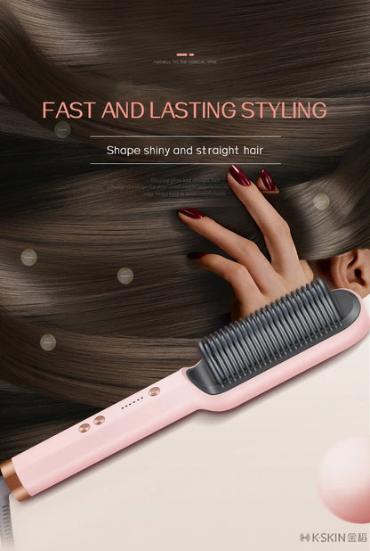 KSKIN 2 in 1 Hair Straightener Brush for Smooth Styling - Smarsty