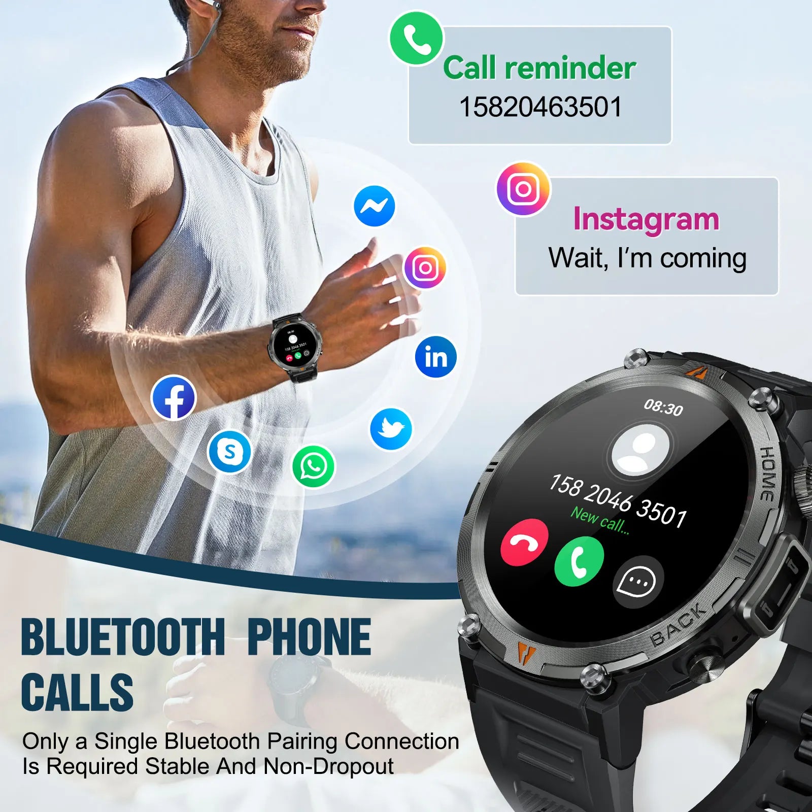 EIGIIS KE3 Smart Watch Bluetooth Call Waterproof Health Monitor - Smarsty