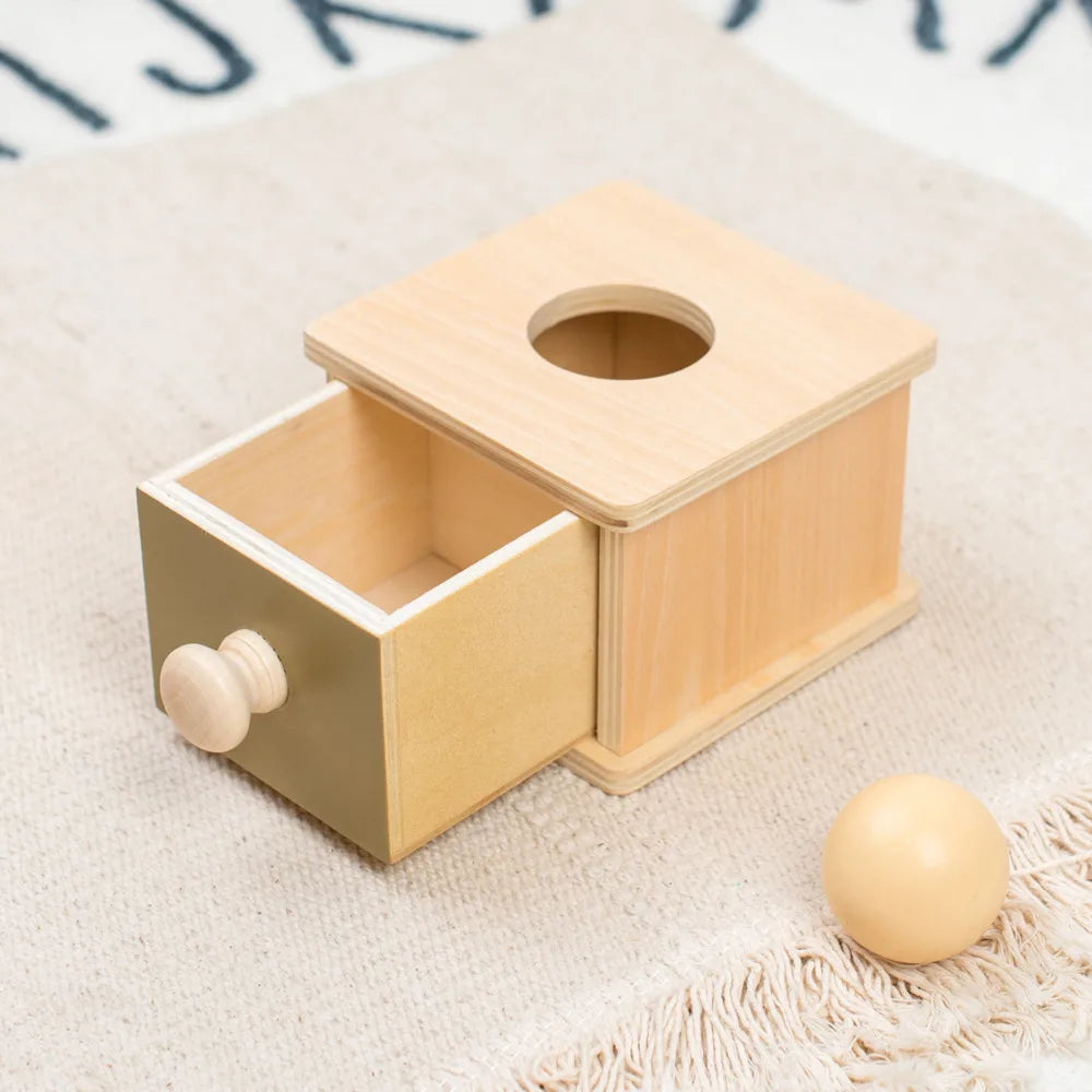 Montessori Infant Wooden Toys Coin Ball Busy Drum Color Shape Cognition Match Educational Sensory Toy Baby Teaching Aid Gifts
