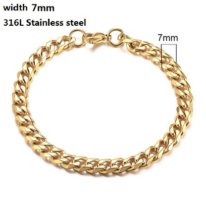 316L Stainless Steel Cuban Chain Bracelet for All - Smarsty
