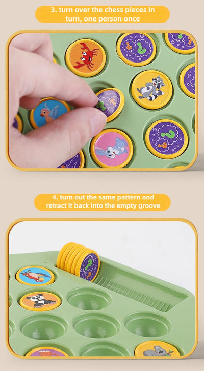 Kids Battle Chess Educational Toy Observation Concentration Training Fun Animal Flip Chess Parent-child Interactive Game Toys by Smarsty