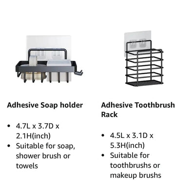 3/5 Pack Shower Organizer , Adhesive Shower Caddy with No Drilling,  Rustproof Stainless Steel for Bathroom and Storage&Kitchen