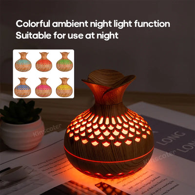 Wood Grain USB Humidifier 300ml for Hydration - Smarsty