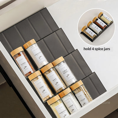 4 Layers Kitchen Spice Drawer Organizer Adjustable Spice Rack for Spice Jars Seasoning Bottles Cabinet Pantry Kitchen Organizer by Smarsty