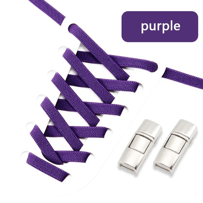 Elastic Laces Sneakers Press Lock Shoelaces Without Ties 8MM Wide Flats No Tie Shoe Laces Kids Adult Sports Running Shoelace NEW