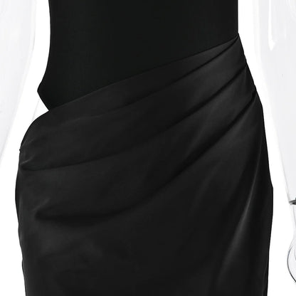 JULISSA MO Satin Sexy Hollow Out Women Maxi Dress Black Sleeveless High Waist Dress Female Autumn Skinny Elegant Party Clubwear - Smarsty