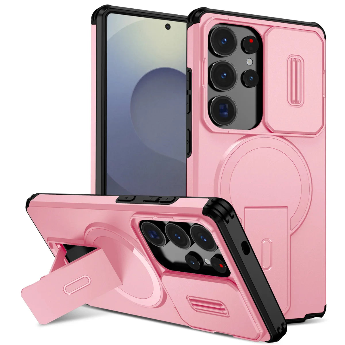 Lens Protect Camera Phone Case for Samsung S25 FE S24 S23 Ultra S22 Plus A17 A36 A56 A16 A15 A35 A55 Magnetic Kickstand Cover