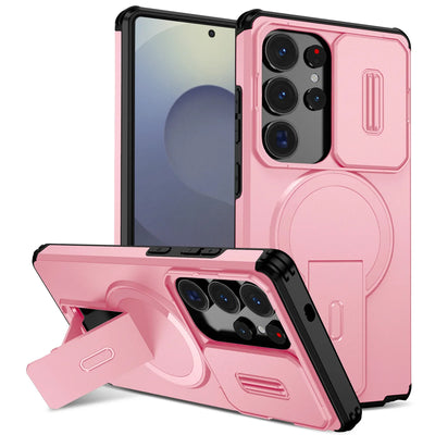 Lens Protect Camera Phone Case for Samsung S25 FE S24 S23 Ultra S22 Plus A17 A36 A56 A16 A15 A35 A55 Magnetic Kickstand Cover