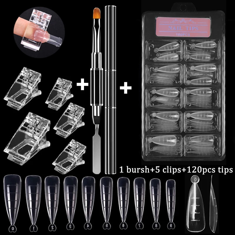 100 Pcs Acrylic Fake Nail Tips Set for Easy Manicure - Smarsty