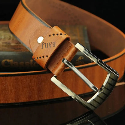 Men's Leather Belt Classic Buckle Vintage Waistband - Smarsty