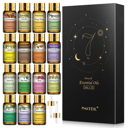 PHATOIL 15 Piece Essential Oils Set for Relaxation - Smarsty