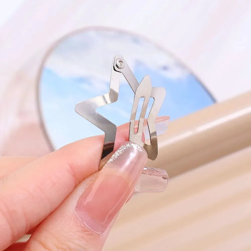 Y2K Silver Star Hair Clips for Girls Stylish Metal Barrettes - Smarsty