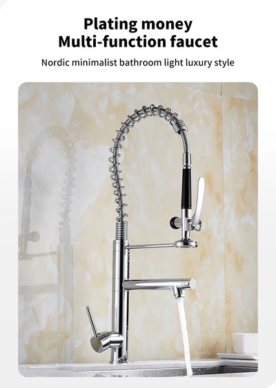 Chrome Brass Kitchen Faucet with Pull Out Spray - Smarsty