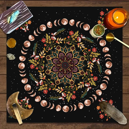 Moonlight Flower Tarot Card Table Cloth for Witchcraft - Smarsty