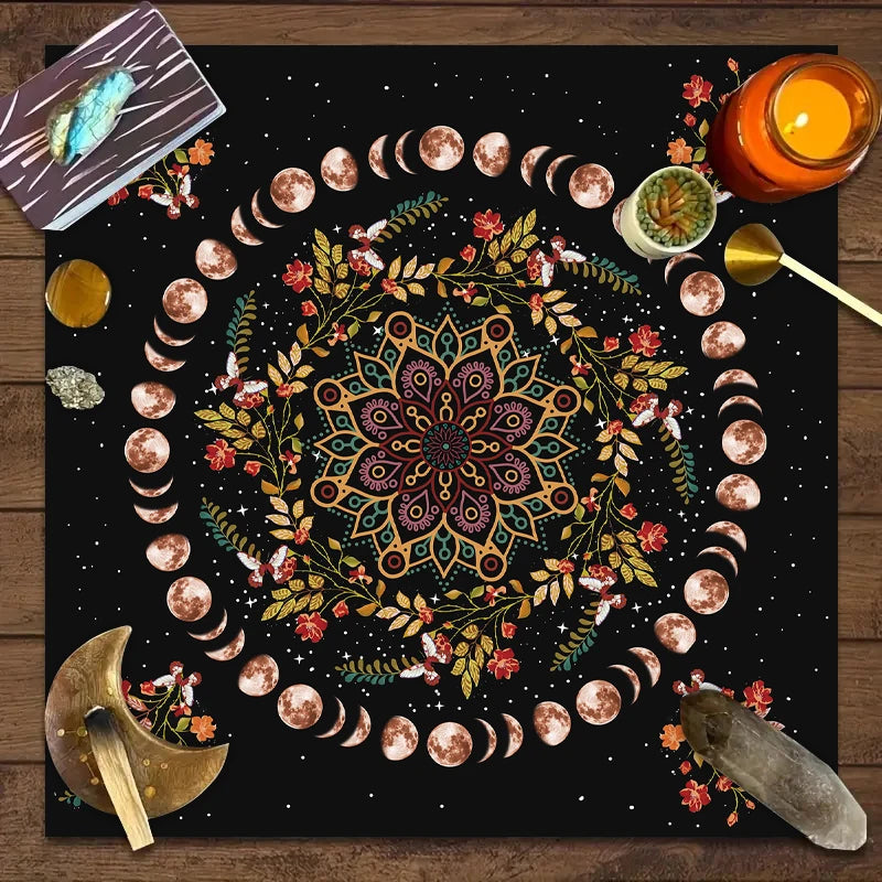 Moonlight Flower Tarot Card Table Cloth for Witchcraft - Smarsty