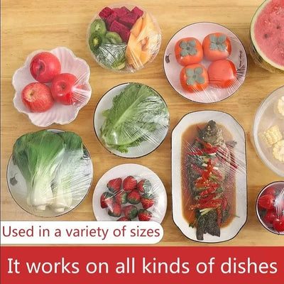 Disposable Food Cover Plastic Shower Cap Fruit Food Cover Elastic Plastic Wrap Cover Food Grade Storage Bag Kitchen Organizer by Smarsty
