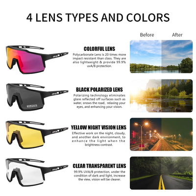 Kapvoe Cycling Glasses Polarized MTB Road Bike Glasses UV400 Protection Sunglasses Ultra Light Sport Eyewear Equipment by Smarsty