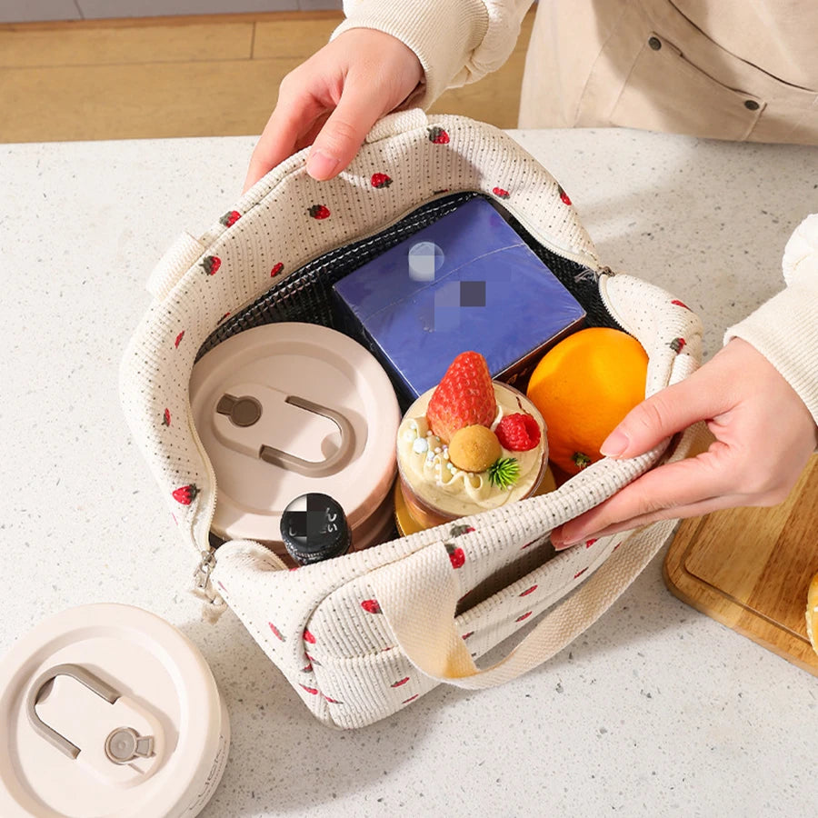 Floral Printed Insulated Lunch Bag With Portable Cooler - Smarsty