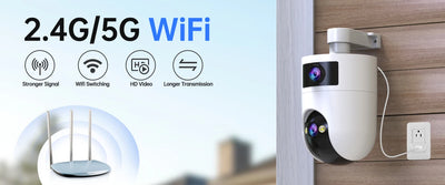 JOOAN 4K 6MP HD  PTZ Camera Outdoor Dual Lens Dual Screen AI Tracking 5G WIFI IP Camera Security CCTV Video Surveillance Cameras - Smarsty