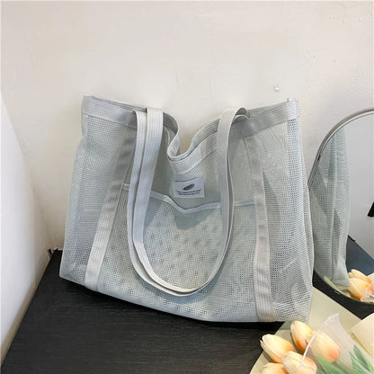Transparent Mesh Shoulder Bag for Travel and Beach - Smarsty