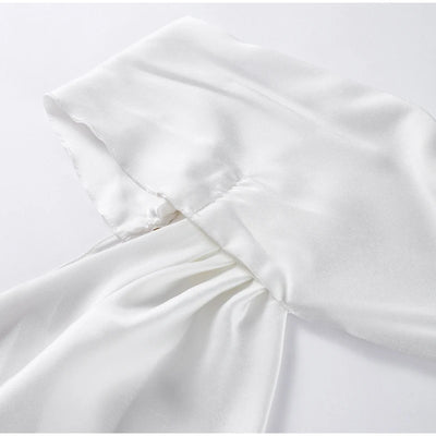 Sexy Satin Ribbon Party Dress Women Elegant Halter Backless Off Shoulder Sleeveless Female Dresses 2024 Summer Solid Robe Gown - Smarsty