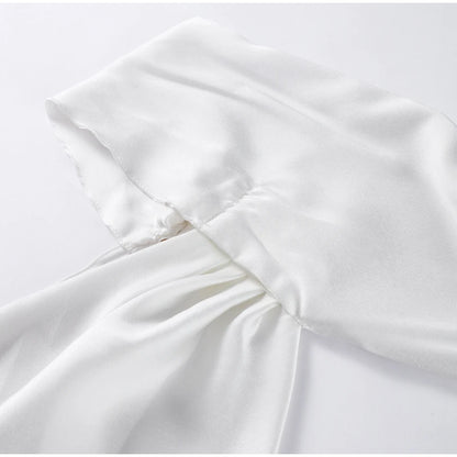 Sexy Satin Ribbon Party Dress Women Elegant Halter Backless Off Shoulder Sleeveless Female Dresses 2024 Summer Solid Robe Gown