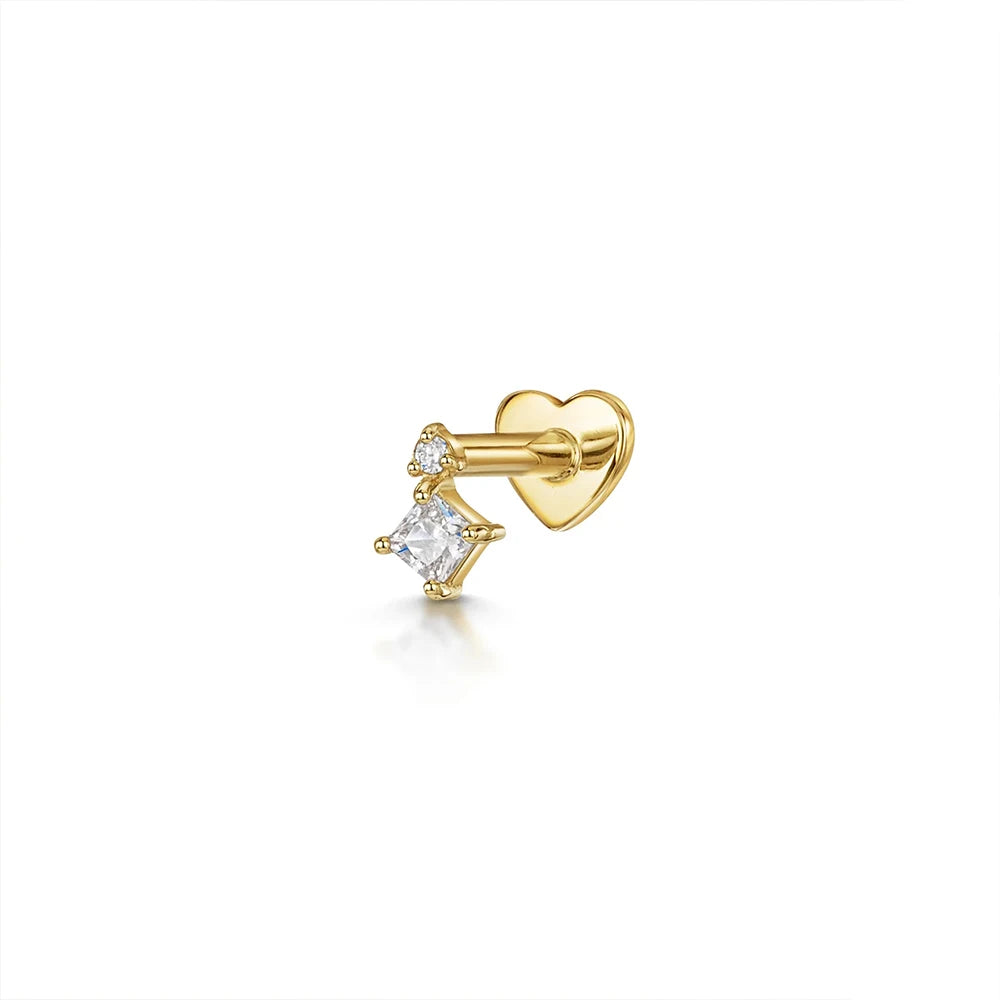 Sterling Silver Heart Zircon Stud Earrings Elegant Gift - Smarsty